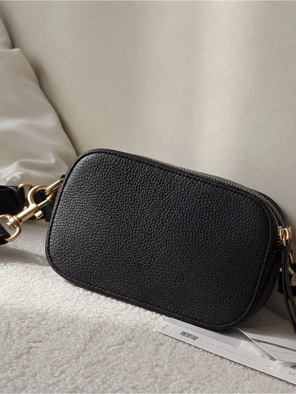 Tory Burch Black Pebbled Leather Crossbody Camera Bag